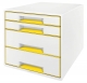 Box zásuvkový Leitz WOW, 4 zásuvky, žlutý
