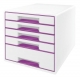 Box zásuvkový Leitz WOW, 5 zásuvek, purpurový