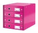Box archivační zásuvkový Leitz Click-N-Store, 4 zásuvky, růž