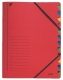 Desky třídicí Leitz s gumičkou, 12 přihrádkové, červené
