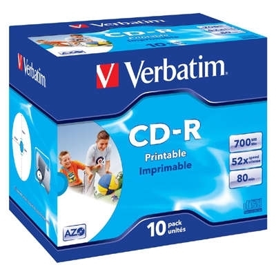 CD-R 80 Verbatim 52x, jewel box, printable (balení 10 ks) 43325