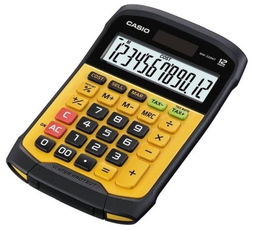 Kalkulačka Casio WM 320 MT, voděodolná, 12 míst, žlutá