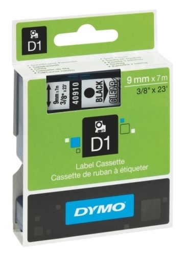 Páska Dymo Pocket 9 mm x 7 m, černá/průhledná