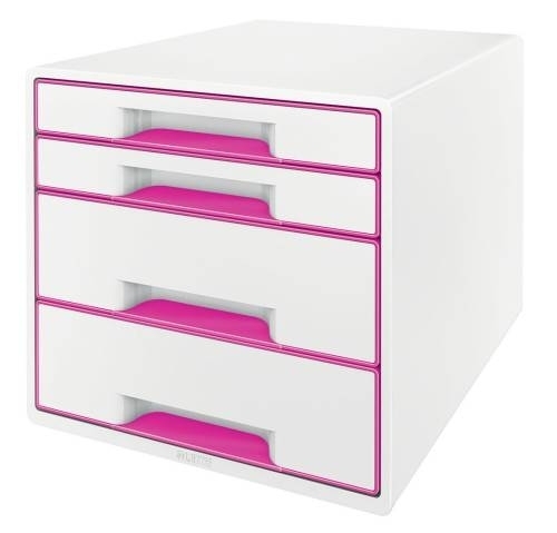 Box zásuvkový Leitz WOW CUBE, 4 zásuvky, růžový 52132023