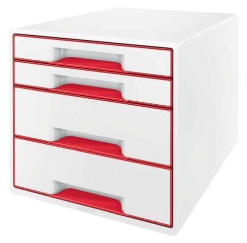 Box zásuvkový Leitz WOW, 4 zásuvky, červený