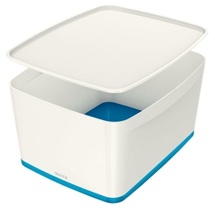 Úložný box s víkem Leitz MyBox, velikost L, bílá/modrá 52161036
