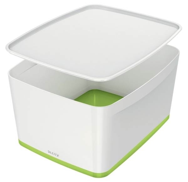 Úložný box s víkem Leitz MyBox, velikost L, bílá/zelená 52161054