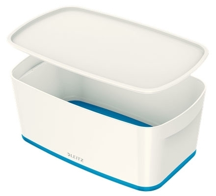 Úložný box s víkem Leitz MyBox, velikost S, bílý/modrý 52291036