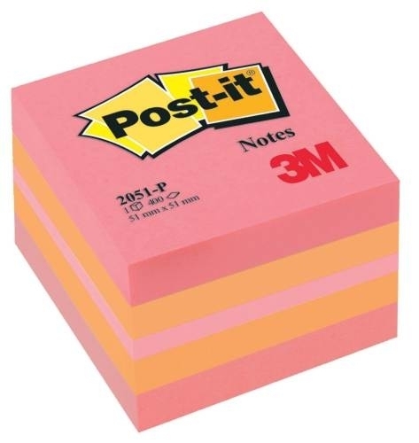 Bloček Post-it 2051-P, 51x51 mm, 400 lístků, růžový
