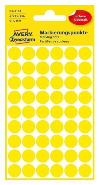 Avery Zweckform 3144,Samolepicí kolečka průměr 12 mm, 270 ks žluté