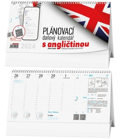 Kalendář stolní, plánovací daňový s angličtinou 2024