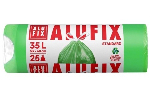 Pytel na odpad Alufix 35 l, 15 mic, zatahovací, zelený,25 ks