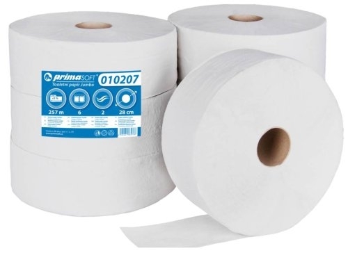 Papír toaletní Primasoft 010207 Jumbo 280, bílý recykl, 6 ks