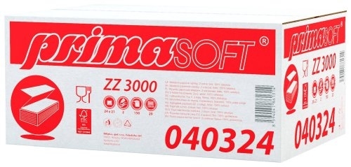 Primasoft Ručníky papírové Z-Z, dvouvrs., celulóza, 24x21 cm, 20 x 150 ks
