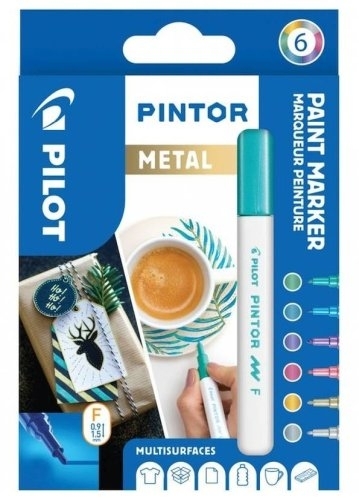 Popisovač dekorační Pilot Pintor 4074 Metal, F, 6 ks