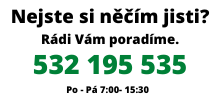 Nejste si nečí jisti? Rádi Vám poradíme. tel.: +420 532 192 535